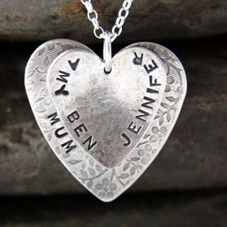personalised mother/child heart necklace by alison moore silver designs