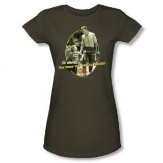 Andy Griffith GONE FISHING Short Sleeve Tee JUNIOR SHEER   MILITARY GREEN T Shirt Clothing