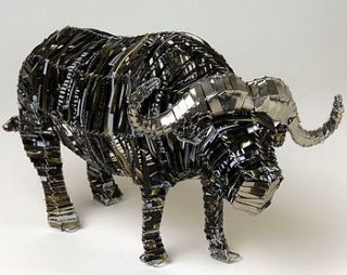 recycled metal buffalo by london garden trading