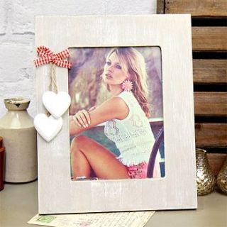 'rustic' grey photo frame with hearts by lisa angel homeware and gifts