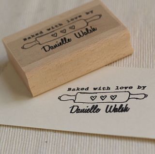 'baked with love' rolling pin rubber stamp by pretty rubber stamps