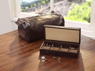 personalised mens leather washbag by noble macmillan