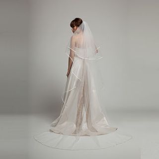 alicia satin edged long bridal veil by melanie potro bridal couture