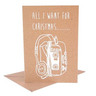 screen printed personal stereo christmas card by megan alice england