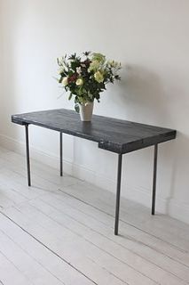 reclaimed wood and steel dining table by inspirit