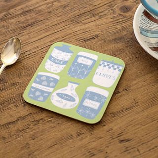 spice jars coaster by rosa & clara designs