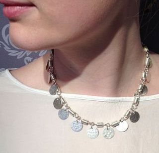 silver plated brass coin necklace by exclusive roots