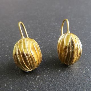 gold seed pod earrings by gracie collins