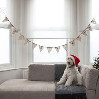 vintage style merry christmas hessian bunting by ginger ray