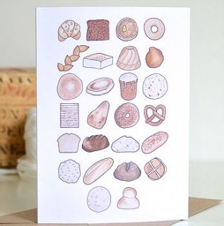 bread alphabet card by becka griffin illustration