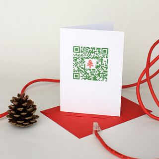 geeky qr code 'christmas tree' christmas card by geek cards for the love of geek
