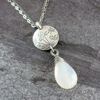 handmade cow parsley moonstone silver necklace by camali design