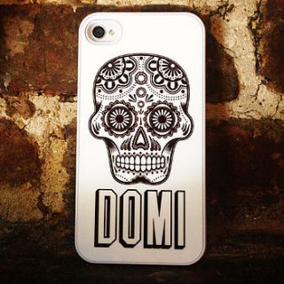 personalised monochrome skull case for iphone by pickle pie gifts