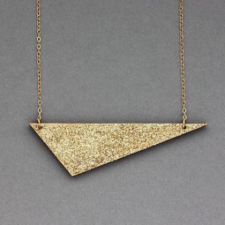 glitter wooden irregular triangle necklace by fawn and rose