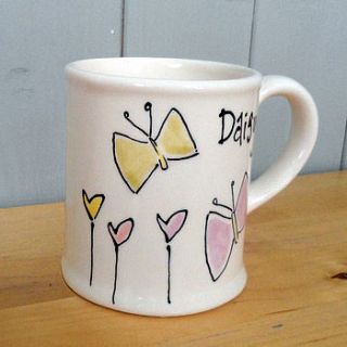 personalised hand painted butterfly mug by fired arts and crafts