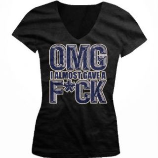 OMG, I Almost Gave A Fuck, Funny Ladies Junior Fit V neck T shirt Clothing