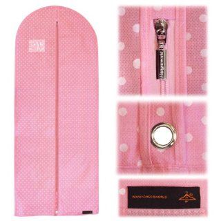 BREATHABLE PINK POLKA DRESS BAG COVER   for all Clothes & Dresses 60" (152cm) long x 24" wide (Pack of 1)  