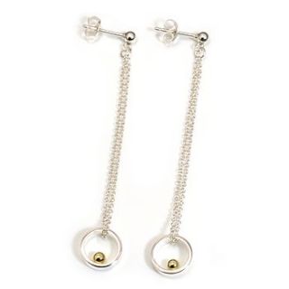 open circle gold ball long loop earrings by machi de waard jewellery