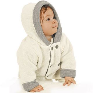 thick knitted organic merino wool baby coat by lana bambini