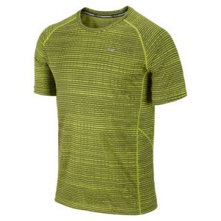 Nike Miler Printed Short Sleeve Mens Running Shirt   Fierce Green