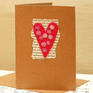 personalised hand embroidered heart card by hannah shelbourne designs