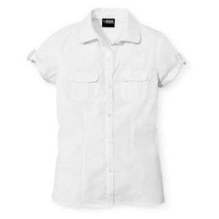 French Toast Girls School Uniform Short Sleeve Safari Blouse   White 7