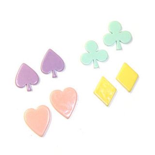 set of four card suit symbol earrings by hannah makes things
