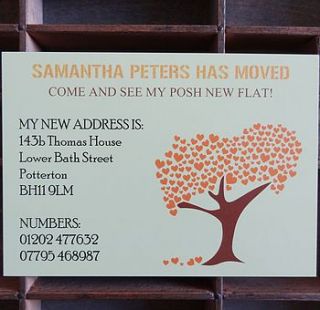 50 personalised tree change of address cards by noble hound