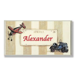 Stupell Industries Kids Room Personalization Plane/Car Boys Name