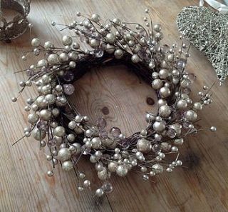 gold bauble christmas wreath by the hiding place