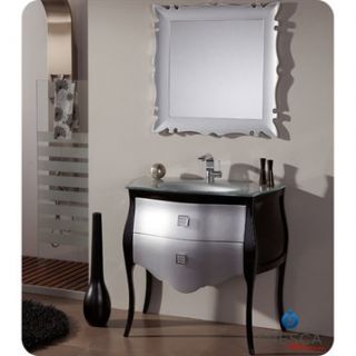 Fresca Platinum Paris 37 Glossy Silver and Black Bathroom Vanity with Swarovski