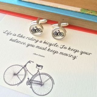 einstein quote bicycle cufflinks by literary emporium