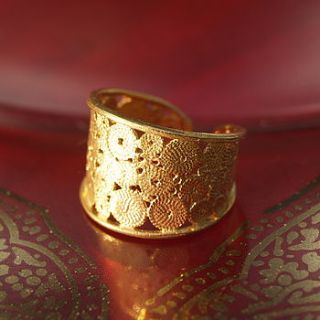 22k gold plated coral design ring by begolden