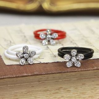 leather daisy ring by lisa angel