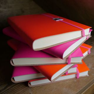 fluorescent leather personalised journal by deservedly so