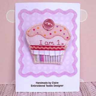 handmade personalised fabric cupcake brooch by claire hurd design