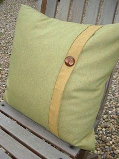 handmade banana green wool cushion by shingle mile