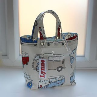 retro campervan oilcloth lunch bags by yummy art and craft