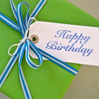 set of five 'happy birthday' gift tags by chapel cards