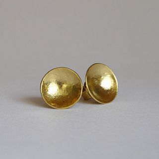 domed textured gold plated earrings by rose ellen cobb