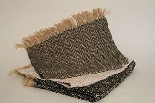 hand woven fabric and raffia mat by exclusive roots