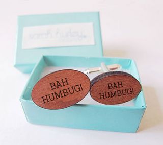 bah humbug christmas cufflinks by sarah hurley designs