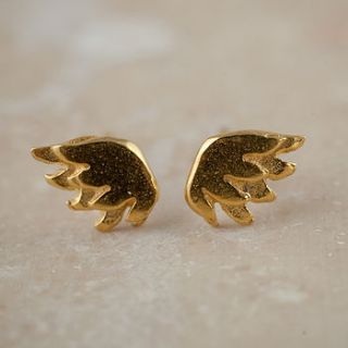 gold plated tiny wing stud earrings by sophie harley london