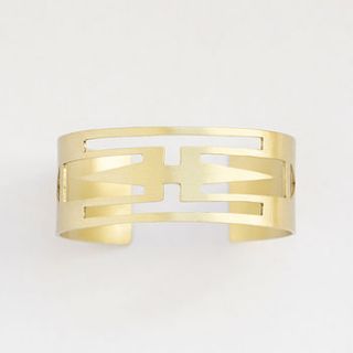 geometric croco deco brass cuff bracelet by chelsey adams