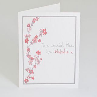 personalised mother's day blossom card by violet pickles