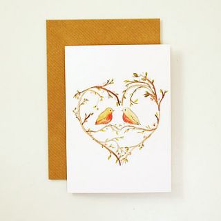 love birds greetings card by rebecca kiff