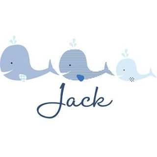 whale name fabric wall sticker by littleprints