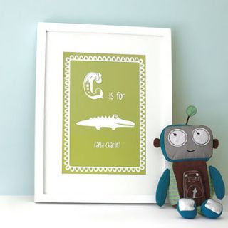 personalised child’s crocodile artwork by hullaballoo