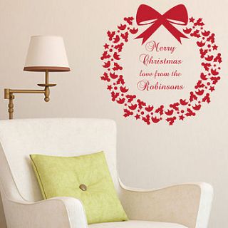 personalised christmas wreath wall sticker by megan claire