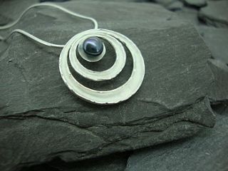 saturn ring pearl pendant by summer and silver